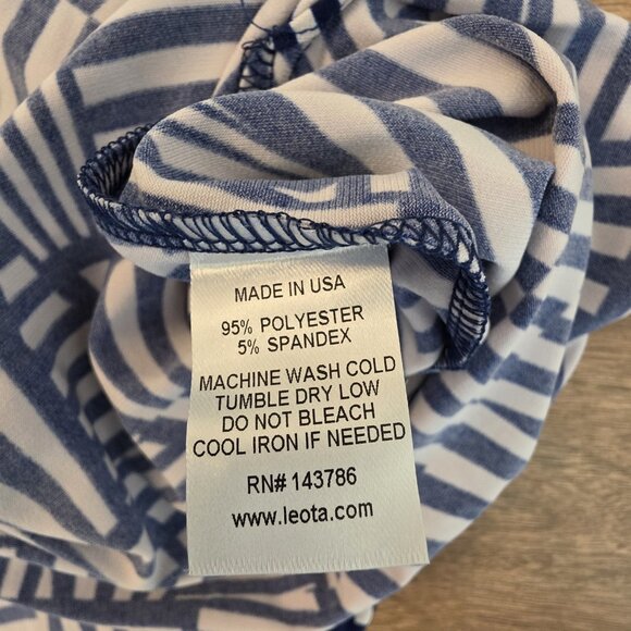 SOLD Leota Dress Womens Large Blue White Starboard Stripe Belted Shirt Midi - Picture 10 of 12
